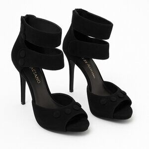 Guess by Marciano Suede Cutout Peep Toe High Heel Sandals Black – Size 7 1/2